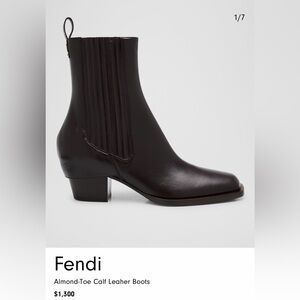 Fendi Almond-Toe Calf Leaher Boots